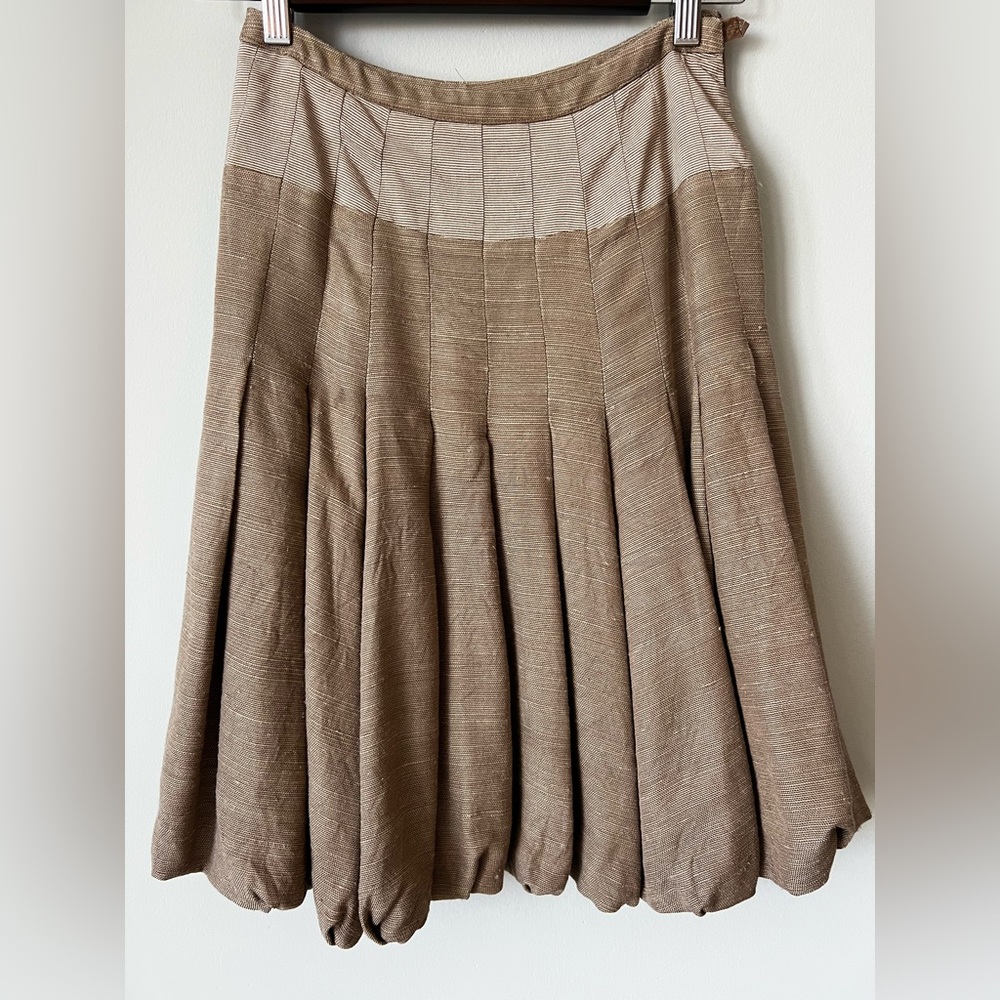 Akris Brown Pleated Midi Skirt